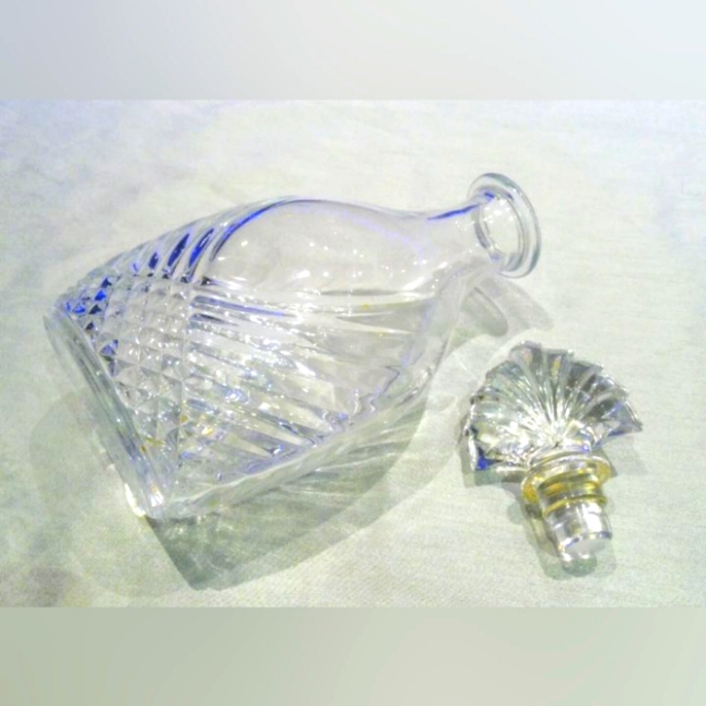 Barware heavy cognac Glass decanter with stopper VTG Mid century modern